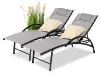 Komplet leżaków na taras - składane leżaki ogrodowe Joko - Silver + Black 2szt.