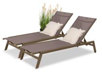 Zestaw regulowanych leżaków z kółkami Tebu Brown 2szt.