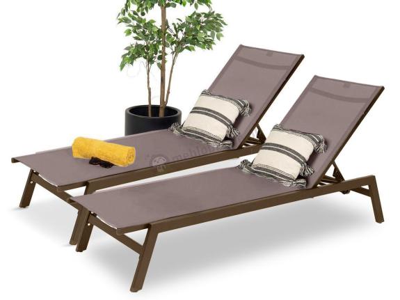 Komplet aluminiowych leżaków z regulacją oparcia Erebu Brown 2szt