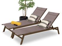 Komplet aluminiowych leżaków z regulacją oparcia Erebu Brown 2szt