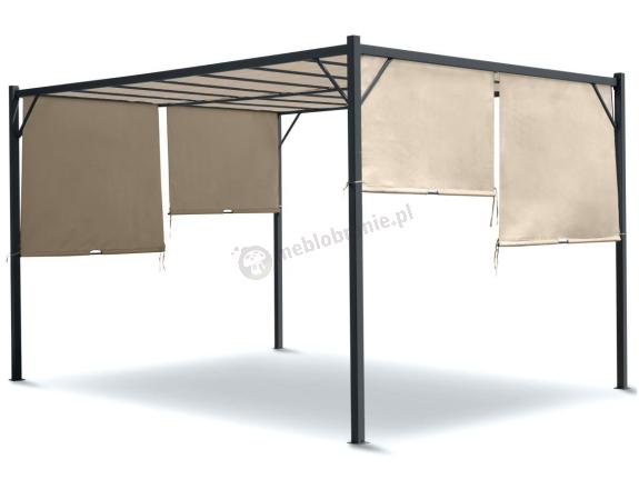 Kremowa pergola tarasowa z roletami Simi 3x4m