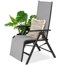 Leżak ogrodowy aluminiowy Moku z funkcją fotela - Silver + Black