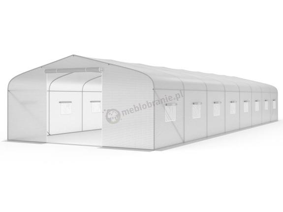 Tunel foliowy metalowy z podwójnymi drzwiami 4x12m Jasmin – biały