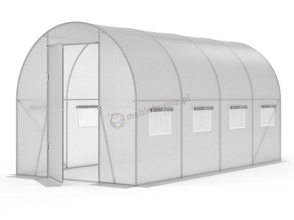 Tunel foliowy z metalowym stelażem i drzwiami 2x4m – biały