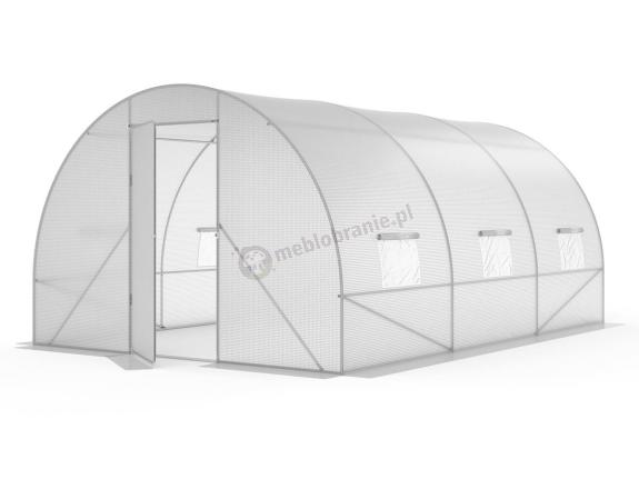 Tunel foliowy z metalowym stelażem i drzwiami 3x4,5m – biały