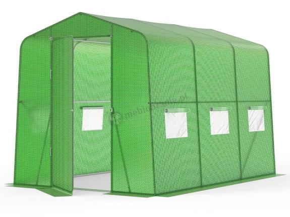 Tunel foliowy z metalowym stelażem 2x3m z drzwiami na zawiasach - Jasmin – zielony