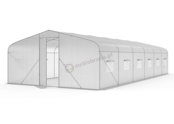 Foliak ogrodowy 4x9m Jasmin z drzwiami na zawiasach - biały