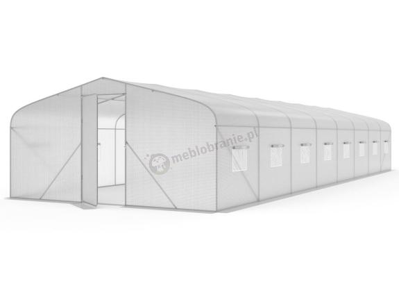 Foliak ogrodowy 4x12m Jasmin z drzwiami na zawiasach - biały