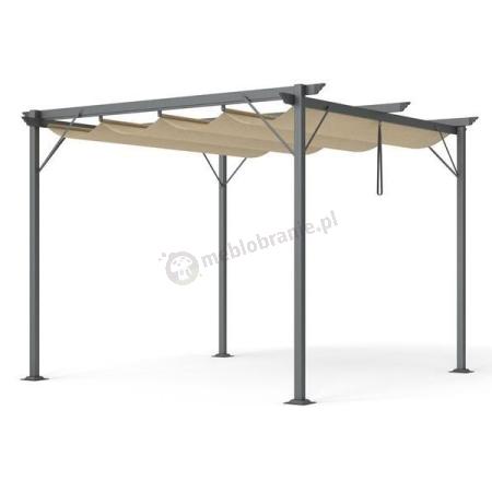 Pergola ogrodowa metalowa Niro 3x3 z materiałowym dachem - Cream