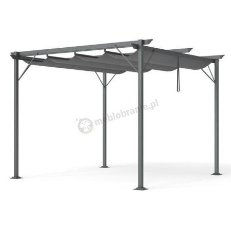 Szara pergola tarasowa metalowa ze składanym dachem Niro 3x3 - Grey