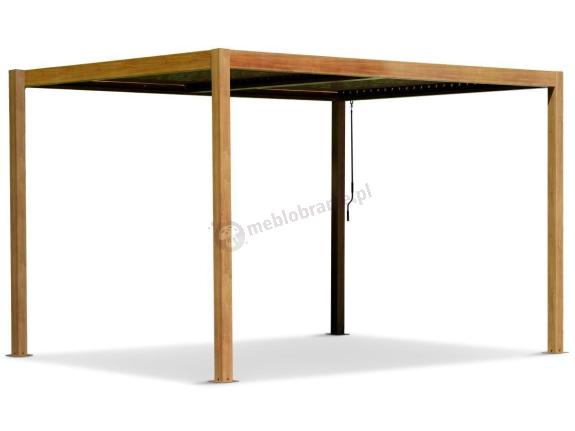 Aluminiowa pergola na taras 4x4 w kolorze drewna Lufel z lamelami - Woodlook