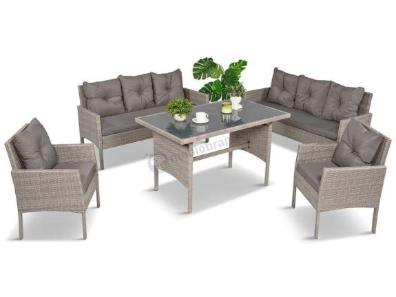 Szare meble ogrodowe z technorattanu Torino Grande - grey