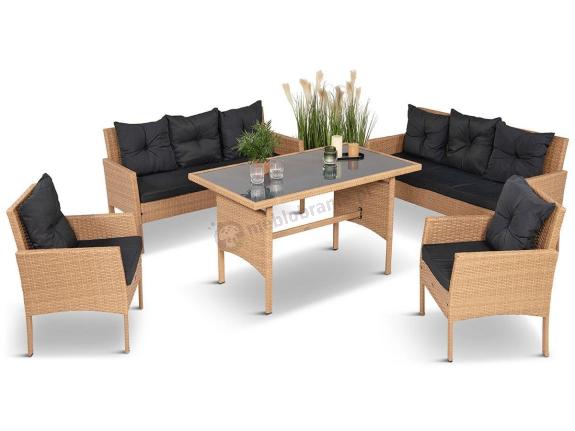 Zestaw mebli z technorattanu na taras Torino Grande – Naturalne, boho