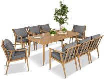 Duży aluminiowy komplet mebli obiadowych - Else 8+1 - Grey