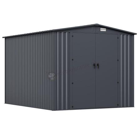 Domek ogrodowy z grubszej blachy Hartt Plus 240x300x205cm - drzwi na zawiasach - Antracyt A16