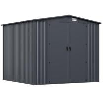 Wytrzymały schowek ogrodowy blaszany Hartt Plus 240x240x205cm - z drzwiami na zawiasach - Antracyt A16