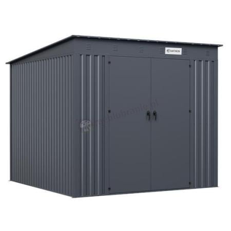 Metalowa szopa na narzędzia ogrodowe Nittel Plus 240x240 cm - drzwi na zawiasach - Antracite A16