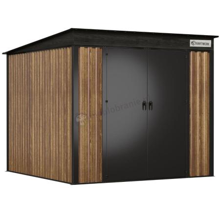 Metalowy domek na narzędzia z drzwiami na zawiasach Nittel Plus 240x240 cm - Wooden