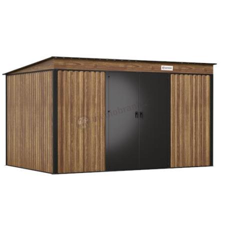 Duży domek narzędziowy z drzwiami na zawiasach Nittel Plus 360x240 cm - drewniany