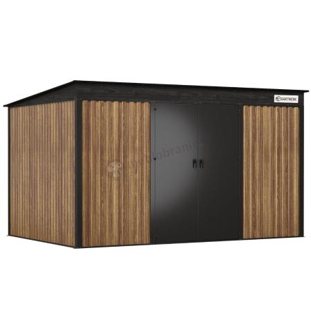 Duży domek narzędziowy z drzwiami na zawiasach Nittel Plus 360x240 cm - drewniany