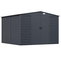 Grafitowa szopa ogrodowa z grubszej blachy Dettel Plus 300x300x205cm - drzwi na zawiasach - Antracite A16