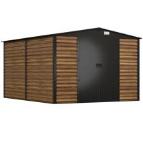 Szopa ogrodowa z grubszej blachy Dettel Plus 300x360x205cm - drzwi na zawiasach - Wooden