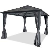 Altana ogrodowa z dachem z poliwęglanu z zasłonami i moskitierą - Havero 3x3,5 Antracite