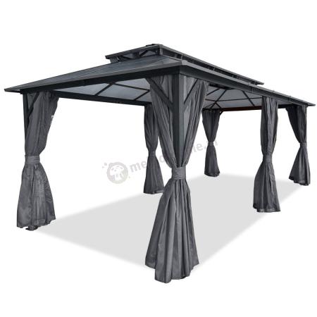 Aluminiowa altana ogrodowa 3x6 z dachem z poliwęglanu i zasłonami - Havero