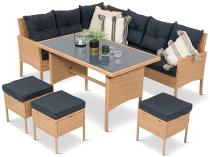 OUTLET - Mały narożnik ogrodowy 190x140cm + pufy Torino Corner Yellow