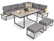 Szary modułowy narożnik na taras 280x220cm z wysokim stołem Panaon GG