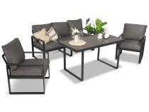 Szare nowoczesne meble na taras ze szklanym stołem - Panaon Dining Elite Grey