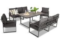 Komplet mebli tarasowych dla 8 osób - 2 sofy, 2 fotele i wysoki stół ceramiczny 160cm - Panaon Grande Elite DG