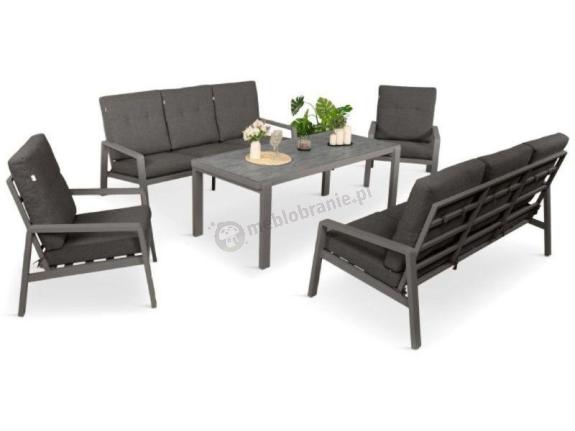 Aluminiowe meble na taras dla 8 osób z 2 sofami i stołem 180x80 - Tavaro Grande Antracite