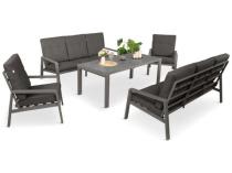 Aluminiowe meble na taras dla 8 osób z 2 sofami i stołem 180x80 - Tavaro Grande Antracite