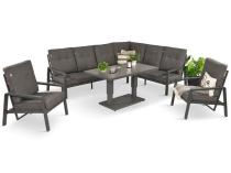 Narożnik ogrodowy z regulowanymi fotelami i podnoszonym stołem Tavaro Corner Plus Antracite