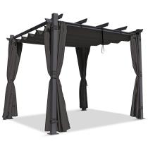 OUTLET - Pergola wolnostojąca na taras z zasłonami 3x3 Kirn Szary - stelaż aluminiowy