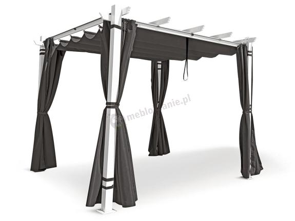 Biała pergola na taras z zasłonami Kirn 3x3 - Grey White