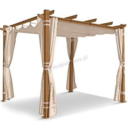 Zadaszenie na taras z zasłonami 3x3m Pergola Kirn - Cream Wood