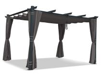 Antracytowa pergola tarasowa 4x4 z zasłonami aluminium Kirn Szary