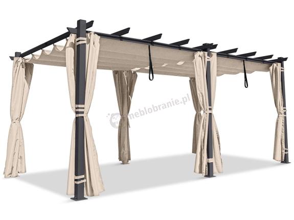 OUTLET - Pergola ogrodowa 3x5,5 z materiałowym dachem i zasłonami Kirn beż