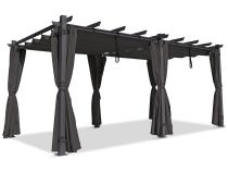Grafitowa pergola ogrodowa z zasłonami 3x5,5 stelaż aluminiowy Kirn