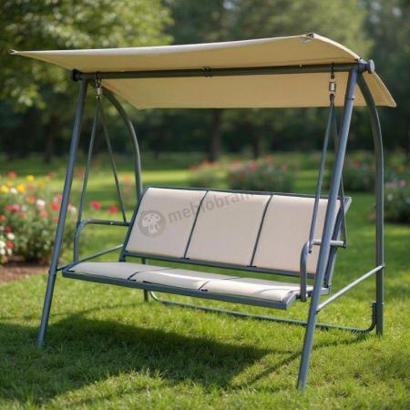 Huśtawka ogrodowa Tivona z materiałowym zadaszeniem - Cream