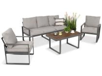 Nowoczesne meble na taras - zestaw z sofą i fotelami - Panaon Dining Light Grey