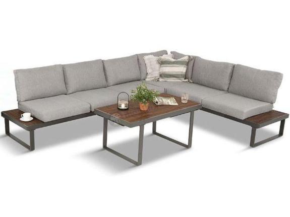 Jasnoszary modułowy narożnik na taras 280x220cm Panaon LG