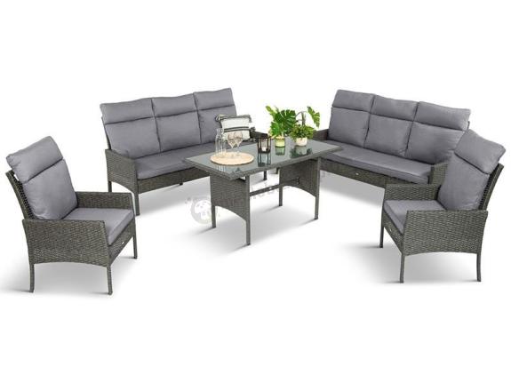 OUTLET - Zestaw z sofami 175cm, fotelami i wysokim stołem Lirata Grande Anthracite