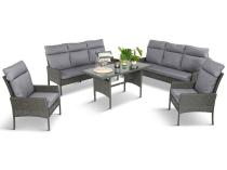 OUTLET - Zestaw z sofami 175cm, fotelami i wysokim stołem Lirata Grande Anthracite