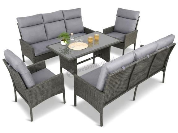 OUTLET - Zestaw z sofami 175cm, fotelami i wysokim stołem Lirata Grande Anthracite