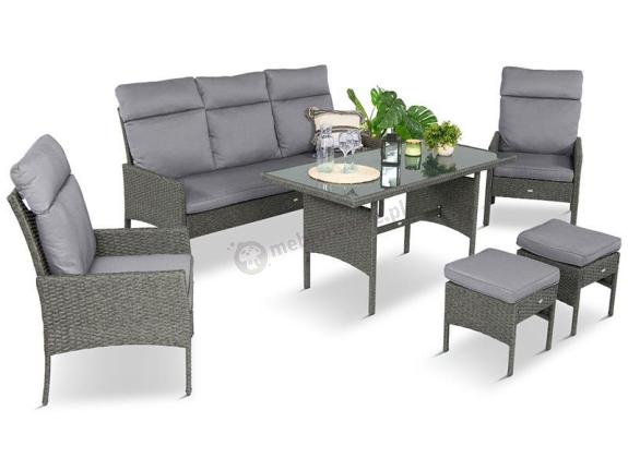 Zestaw mebli ogrodowych z wysokimi oparciami, stołem, sofą 175cm Lirata Dining Antracytowy