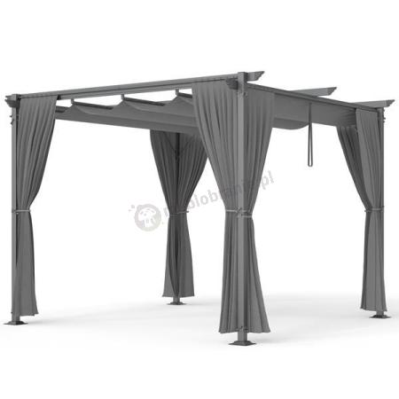 Szara pergola ogrodowa z zasłonami 3x3 Niro - Grey