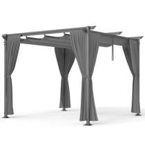 Szara pergola ogrodowa z zasłonami 3x3 Niro - Grey